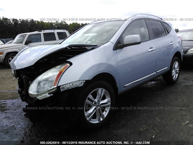 JN8AS5MT7DW030166 - 2013 NISSAN ROGUE S/SV Light Blue photo 2