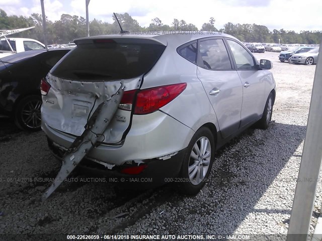 KM8JUCACXAU023522 - 2010 HYUNDAI TUCSON GLS/LIMITED SILVER photo 4