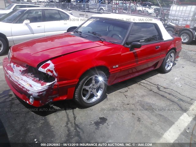 1FACP45EXNF171496 - 1992 FORD MUSTANG GT/COBRA GT RED photo 2