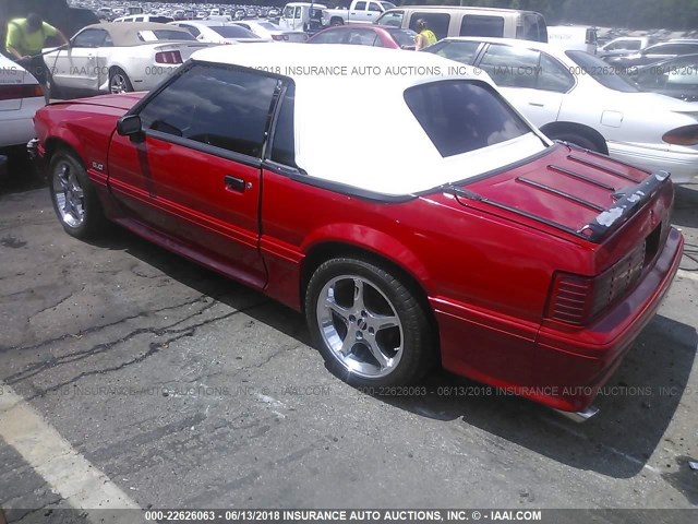 1FACP45EXNF171496 - 1992 FORD MUSTANG GT/COBRA GT RED photo 3