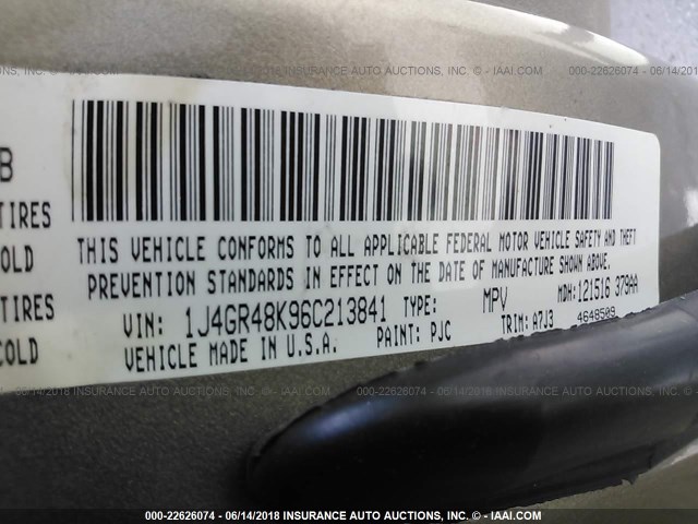 1J4GR48K96C213841 - 2006 JEEP GRAND CHEROKEE LAREDO/COLUMBIA/FREEDOM 金色 照片 9