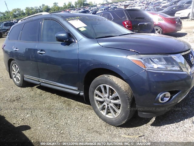 5N1AR2MM0EC649821 - 2014 NISSAN PATHFINDER S/SV/SL/PLATINUM BLUE photo 1