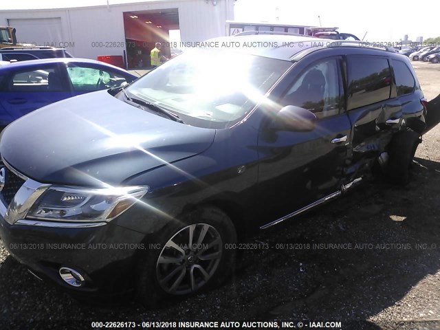 5N1AR2MM0EC649821 - 2014 NISSAN PATHFINDER S/SV/SL/PLATINUM BLUE photo 2