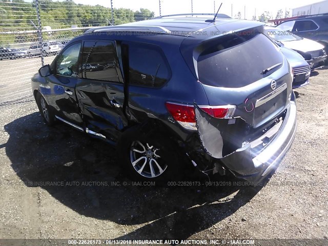 5N1AR2MM0EC649821 - 2014 NISSAN PATHFINDER S/SV/SL/PLATINUM BLUE photo 3