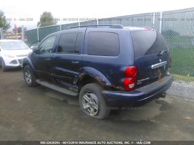 1D4HB48DX5F524517 - 2005 DODGE DURANGO SLT BLUE photo 3