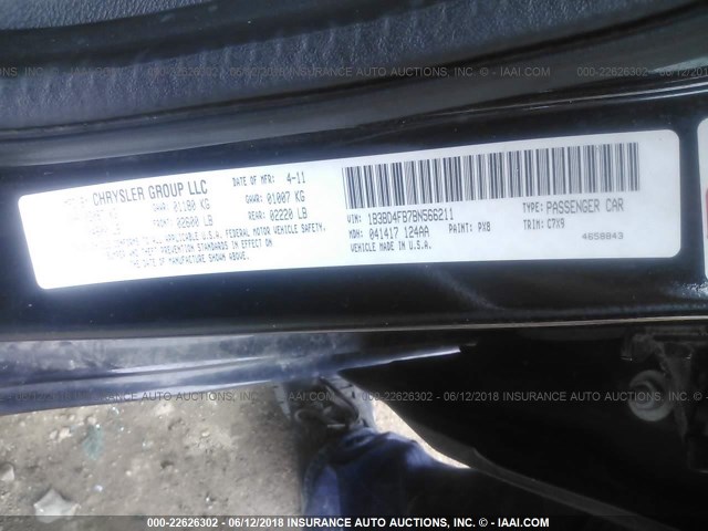 1B3BD4FB7BN566211 - 2011 DODGE AVENGER EXPRESS 黑色 照片 9