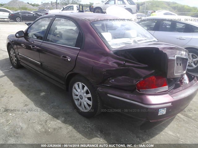 KMHWF35H22A515941 - 2002 HYUNDAI SONATA GLS/LX MAROON photo 3