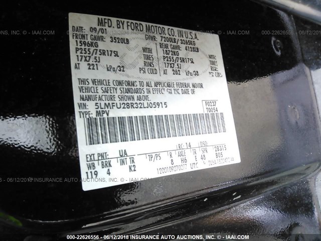 5LMFU28R32LJ05915 - 2002 LINCOLN NAVIGATOR 黑色 照片 9