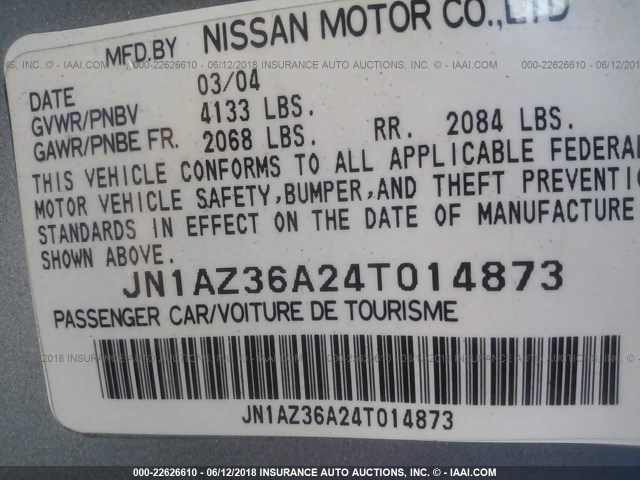 JN1AZ36A24T014873 - 2004 NISSAN 350Z ROADSTER SILVER photo 9