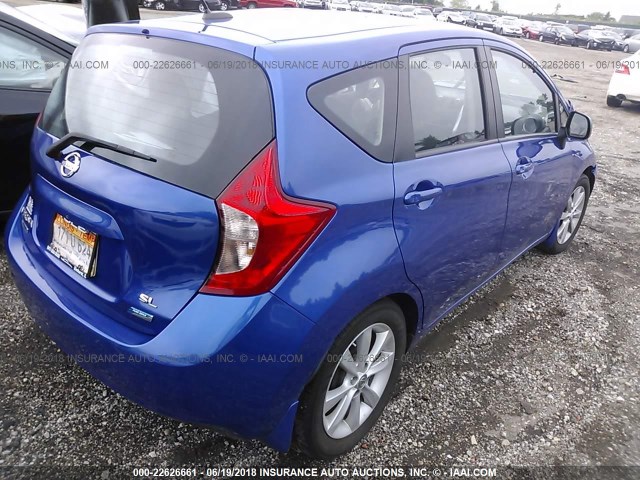 3N1CE2CP0EL382062 - 2014 NISSAN VERSA NOTE S/S PLUS/SV/SL BLUE photo 4
