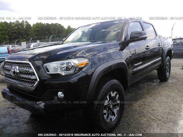 5TFCZ5AN8GX037194 - 2016 TOYOTA TACOMA DBL CAB/SR/SR5/TRD SPT/OR BLACK photo 2