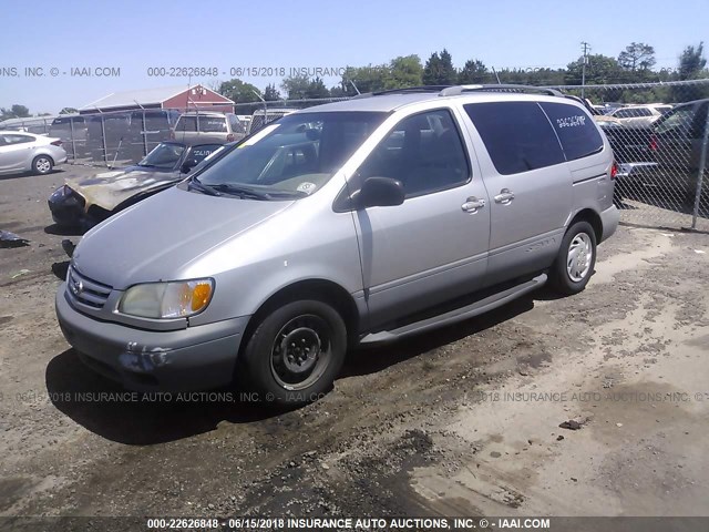 4T3ZF13C21U385026 - 2001 TOYOTA SIENNA LE/XLE SILVER photo 2