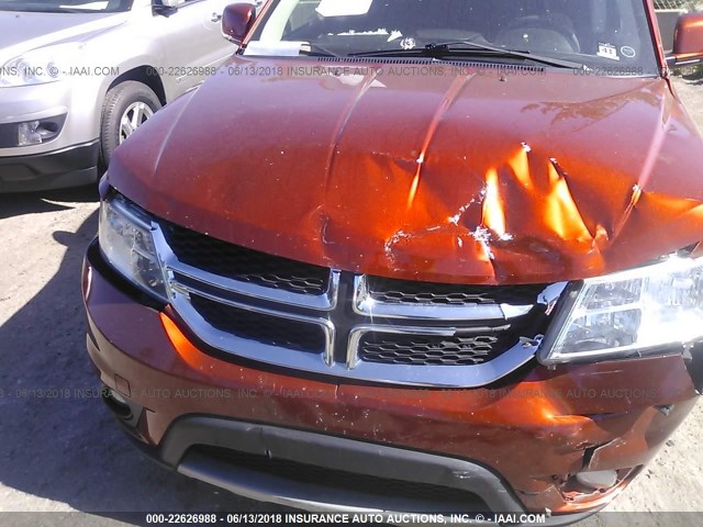 3C4PDCBG7CT362977 - 2012 DODGE JOURNEY SXT ORANGE photo 6