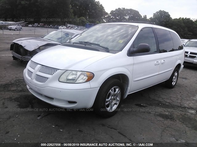 2B4GP74L21R379434 - 2001 DODGE GRAND CARAVAN EX WHITE photo 2