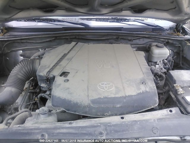 3TMLU4EN5AM047102 - 2010 TOYOTA TACOMA DOUBLE CAB ვერცხლისფერი ფოტო 10