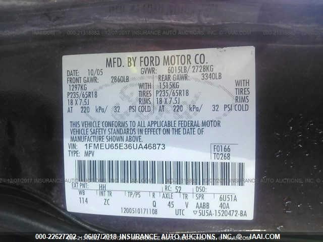 1FMEU65E36UA46873 - 2006 FORD EXPLORER LIMITED 红色 照片 9