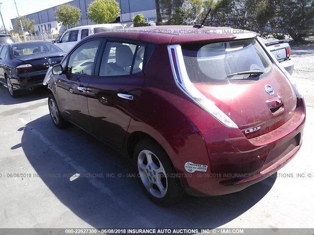 JN1AZ0CP2CT021120 - 2012 NISSAN LEAF SV/SL MAROON photo 3