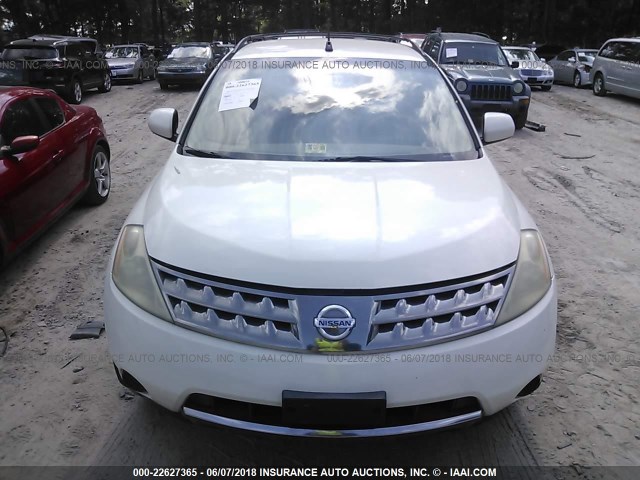 JN8AZ08T96W406913 - 2006 NISSAN MURANO SL/SE/S WHITE photo 6