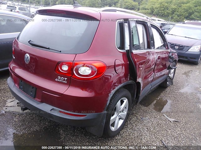 WVGBV7AX7AW003714 - 2010 VOLKSWAGEN TIGUAN SE/SEL RED photo 4