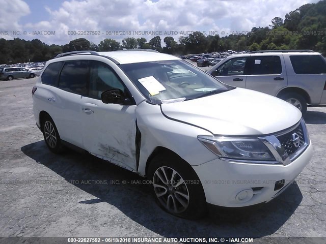 5N1AR2MN9EC647817 - 2014 NISSAN PATHFINDER S/SV/SL/PLATINUM WHITE photo 1