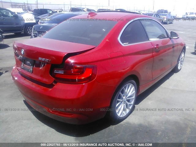 WBA1F5C5XFV257053 - 2015 BMW 228 I RED photo 4