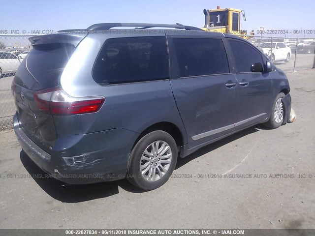 5TDYK3DC2FS617456 - 2015 TOYOTA SIENNA XLE/LIMITED BLUE photo 4