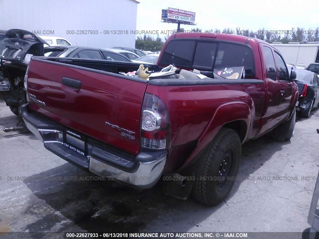 5TFTX4GN9BX002616 - 2011 TOYOTA TACOMA PRERUNNER ACCESS CAB RED photo 4