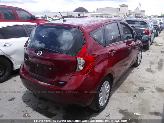 3N1CE2CP4EL420585 - 2014 NISSAN VERSA NOTE S/S PLUS/SV/SL RED photo 4