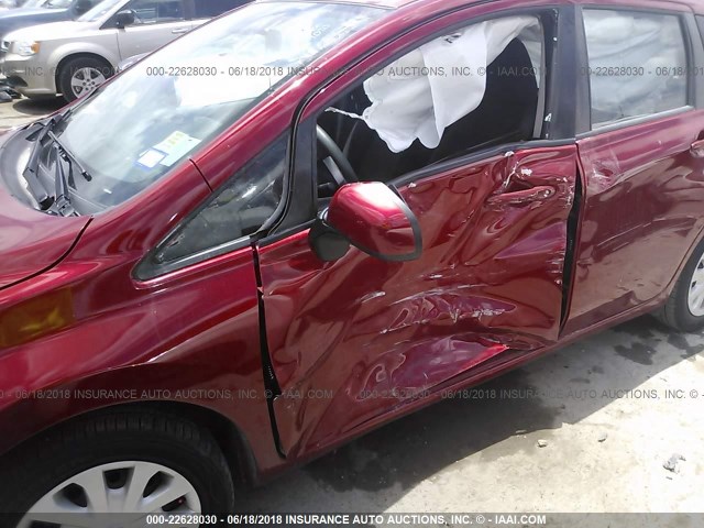 3N1CE2CP4EL420585 - 2014 NISSAN VERSA NOTE S/S PLUS/SV/SL RED photo 6