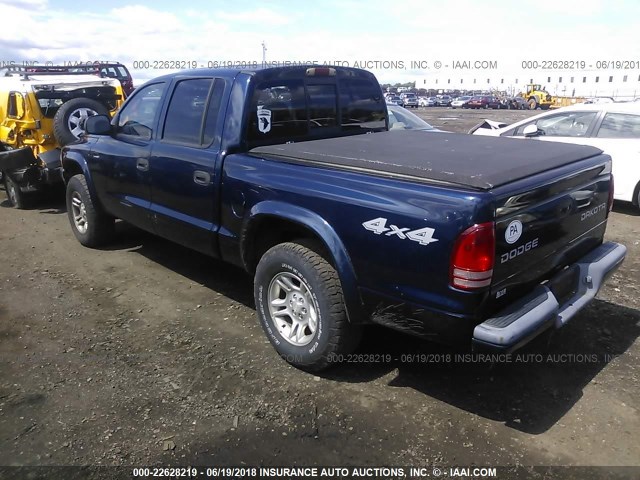 1D7HG38N53S106328 - 2003 DODGE DAKOTA QUAD SPORT BLUE photo 3