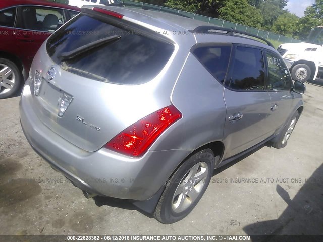 JN8AZ08W04W338671 - 2004 NISSAN MURANO SL/SE SILVER photo 4