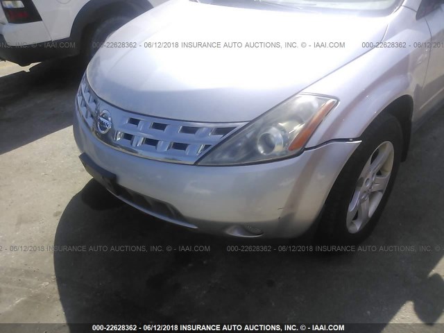 JN8AZ08W04W338671 - 2004 NISSAN MURANO SL/SE SILVER photo 6