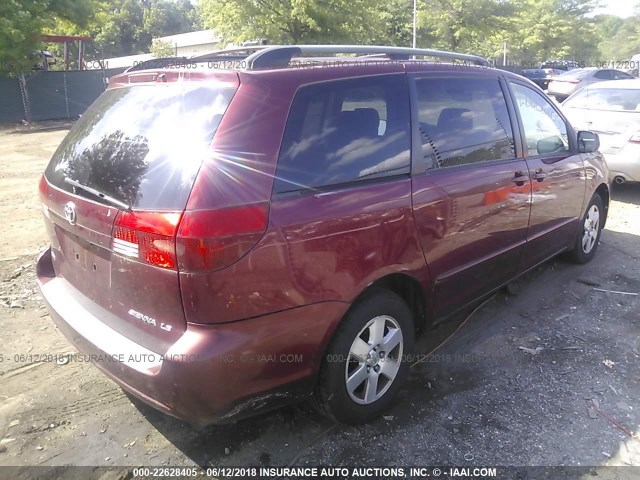 5TDZA23C25S286752 - 2005 TOYOTA SIENNA CE/LE RED photo 4