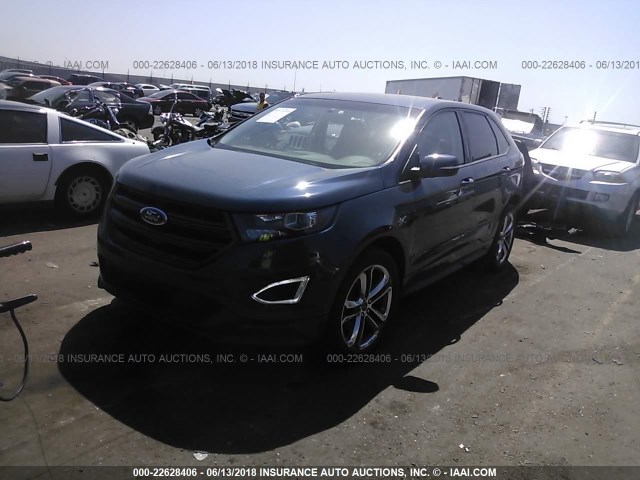 2FMPK4AP3GBB45002 - 2016 FORD EDGE SPORT BLUE photo 2