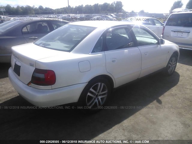 WAUED28D6WA244636 - 1998 AUDI A4 2.8 QUATTRO WHITE photo 4