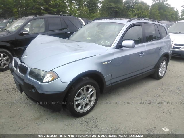 WBXPA73494WC44855 - 2004 BMW X3 2.5I Light Blue photo 2