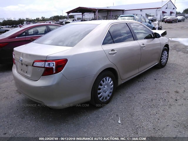 4T4BF1FK4CR162749 - 2012 TOYOTA CAMRY SE/LE/XLE GOLD photo 4