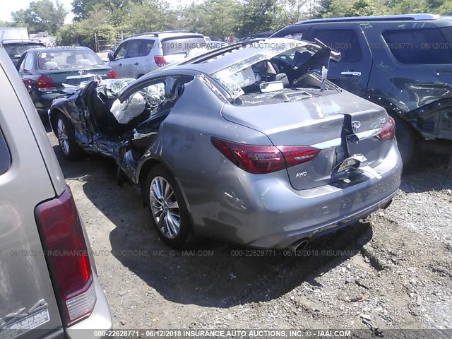 JN1EV7AR6JM442615 - 2018 INFINITI Q50 LUXE/SPORT GRAY photo 3