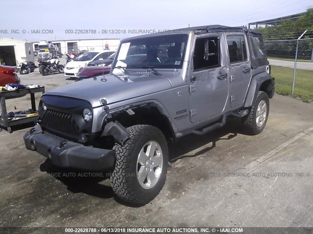 1C4BJWDG0FL640782 - 2015 JEEP WRANGLER UNLIMITE SPORT GRAY photo 2