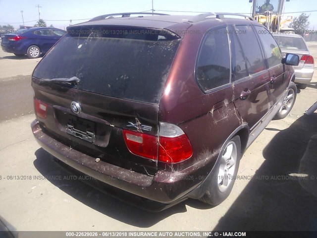 WBAFA53511LM71941 - 2001 BMW X5 3.0I MAROON photo 4