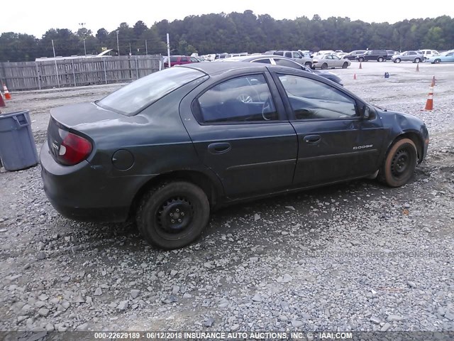 1B3ES46C21D127000 - 2001 DODGE NEON SE/ES GREEN photo 4