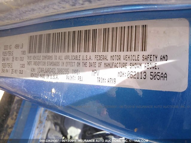 1C4AJWAG4GL308295 - 2016 JEEP WRANGLER SPORT 蓝色 照片 9
