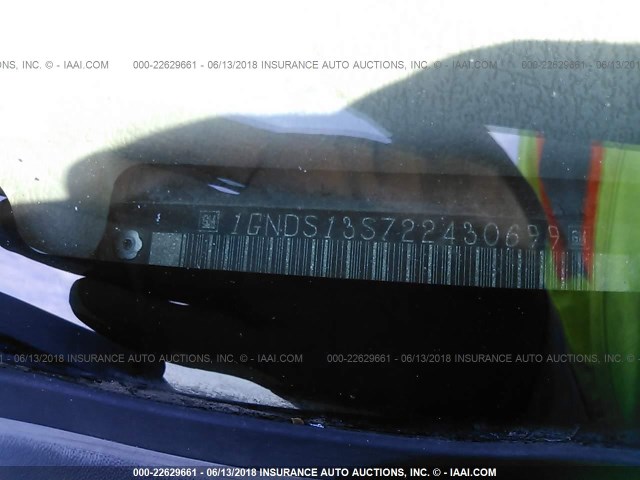 1GNDS13S722430699 - 2002 CHEVROLET TRAILBLAZER  BLACK photo 9