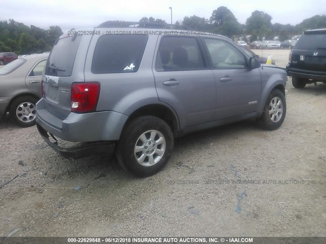 4F2CZ02Z38KM25064 - 2008 MAZDA TRIBUTE I GRAY photo 4