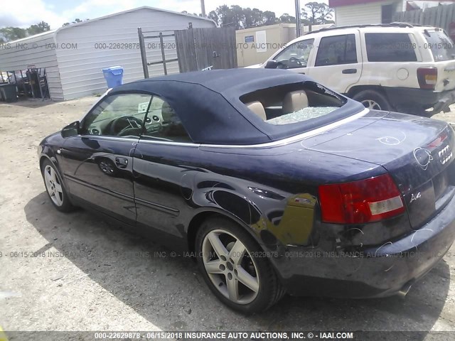 WAUAC48H65K015754 - 2005 AUDI A4 1.8 CABRIOLET BLUE photo 3