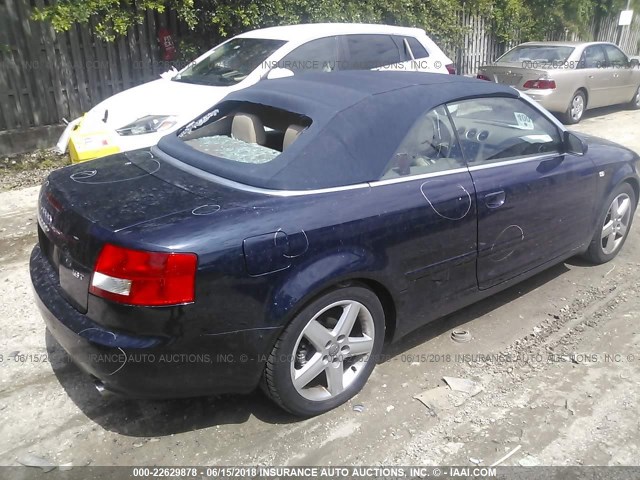 WAUAC48H65K015754 - 2005 AUDI A4 1.8 CABRIOLET BLUE photo 4