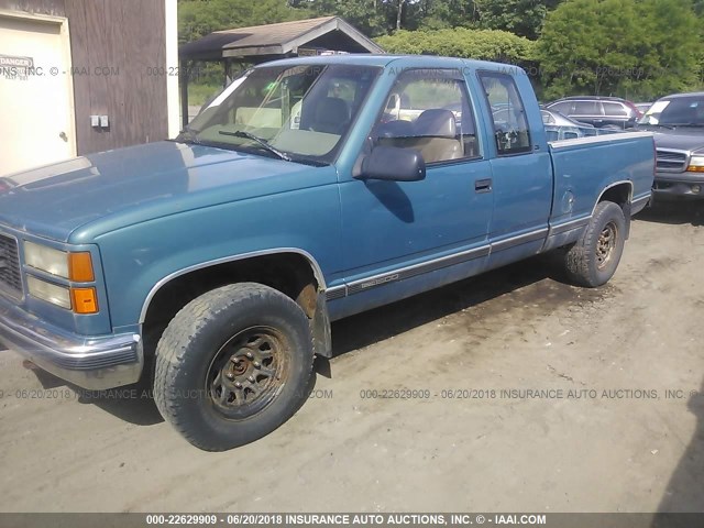 2GTEK19RXV1537655 - 1997 GMC SIERRA K1500 BLUE photo 2