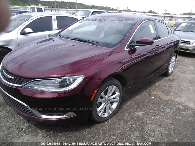 1C3CCCAB0GN152254 - 2016 CHRYSLER 200 LIMITED MAROON photo 2
