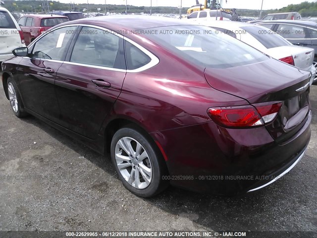 1C3CCCAB0GN152254 - 2016 CHRYSLER 200 LIMITED MAROON photo 3