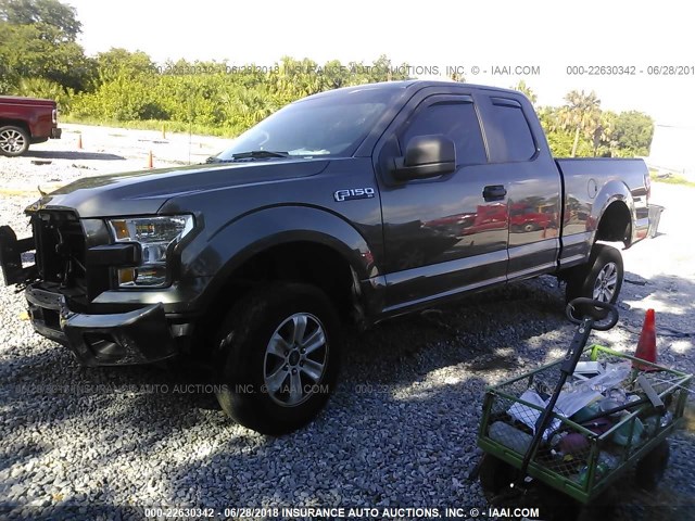 1FTEX1C86FKE98310 - 2015 FORD F150 SUPER CAB GRAY photo 2